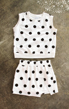 Polka Dot Skirt Set with Built-In Shorts