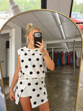 Polka Dot Skirt Set with Built-In Shorts