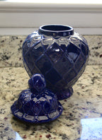 Large Navy Textured Ginger Jar