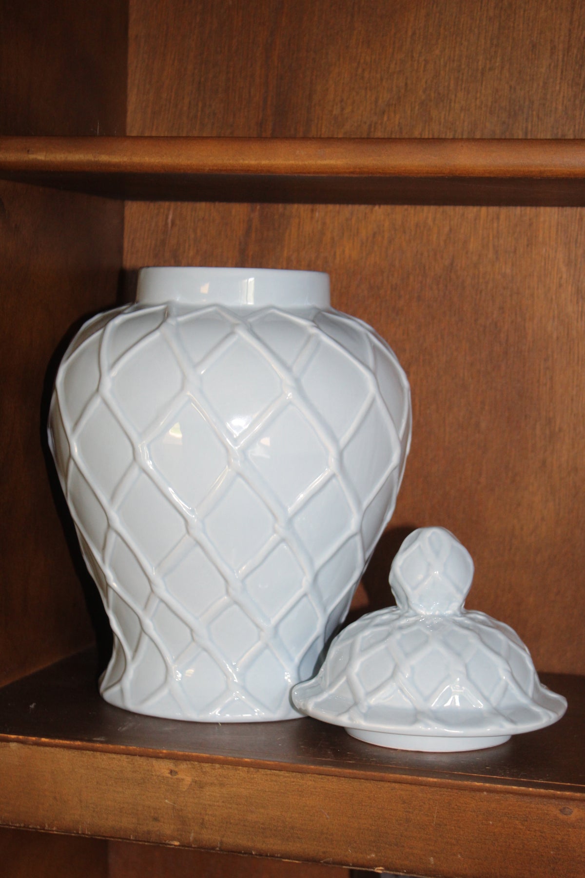 XL Light Blue Textured Ginger Jar