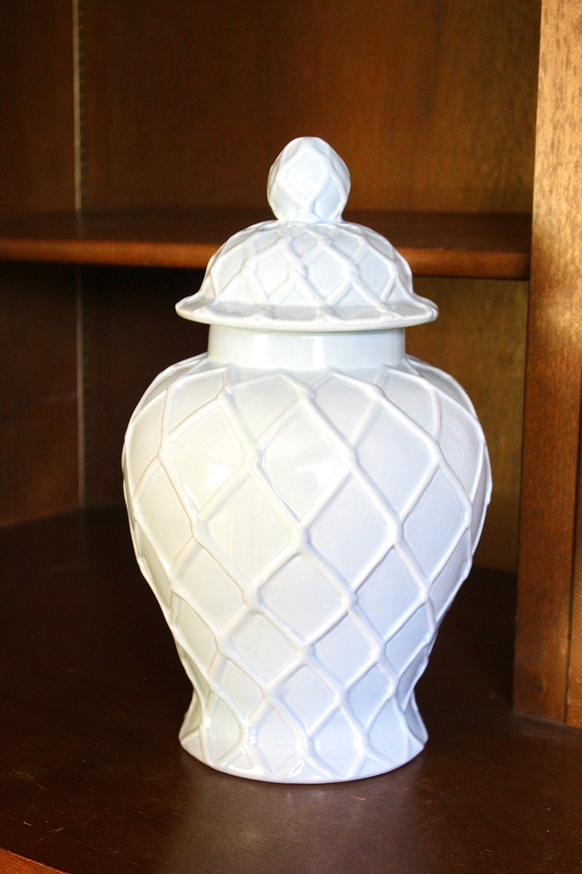 XL Light Blue Textured Ginger Jar