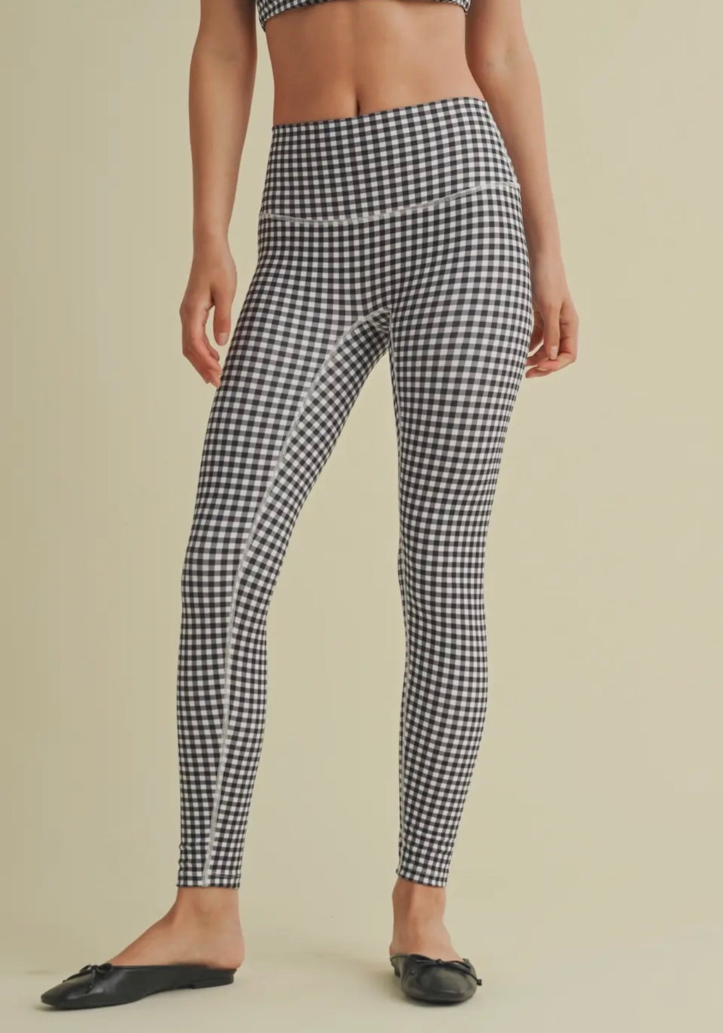 Classic Black & White Gingham High-Waist Leggings