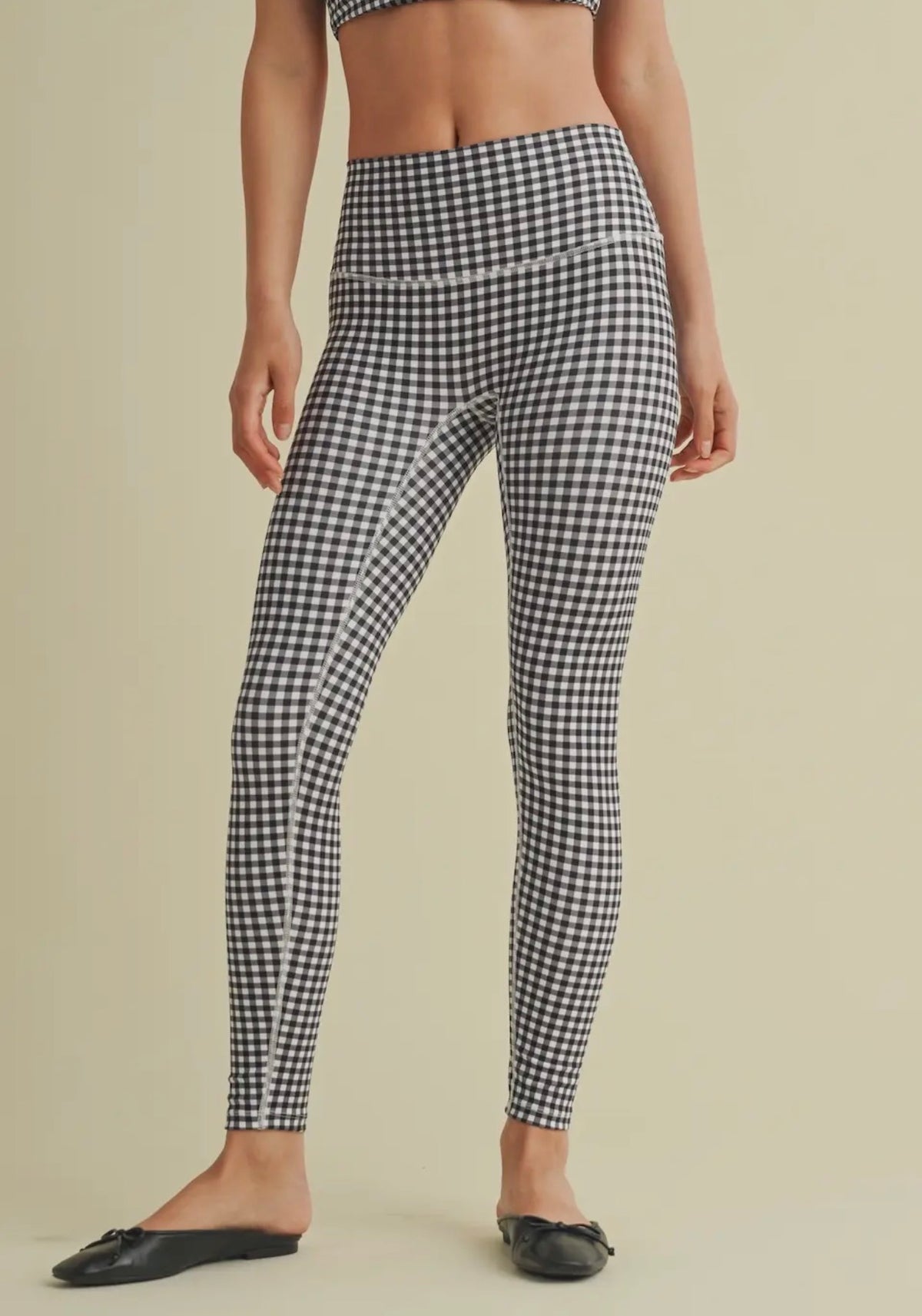 Classic Black & White Gingham High-Waist Leggings