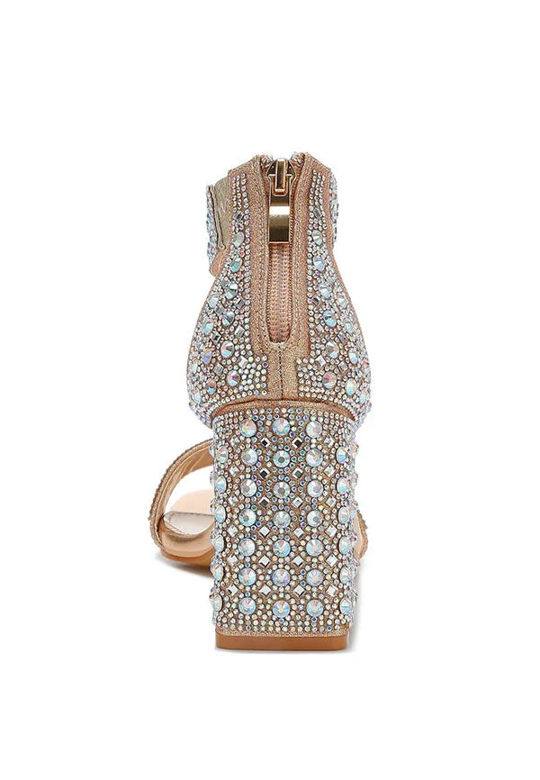 London Rag Block Sandals: Rose Gold