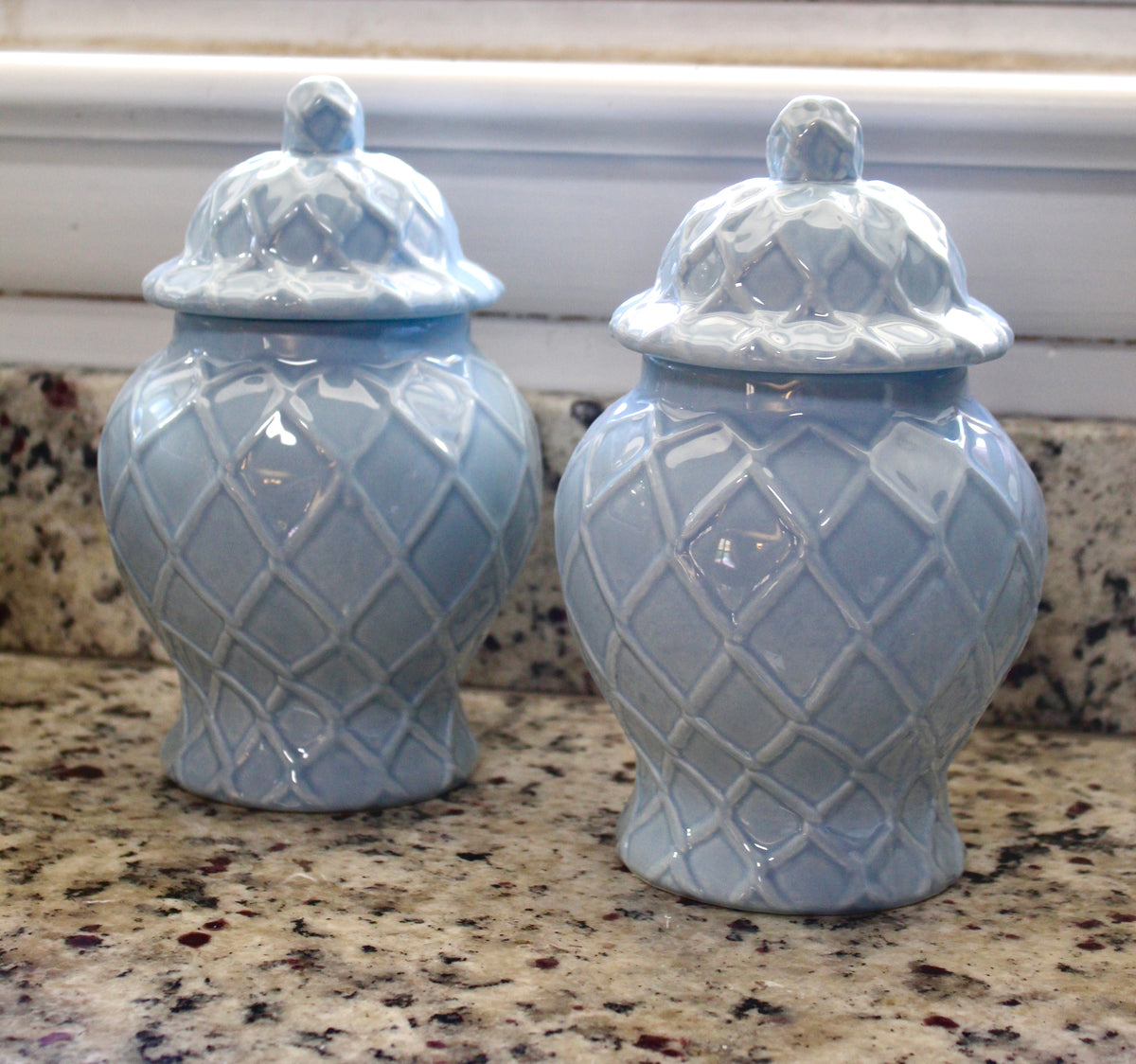 Small Light Blue Textured Ginger Jar