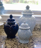 XL Light Blue Textured Ginger Jar