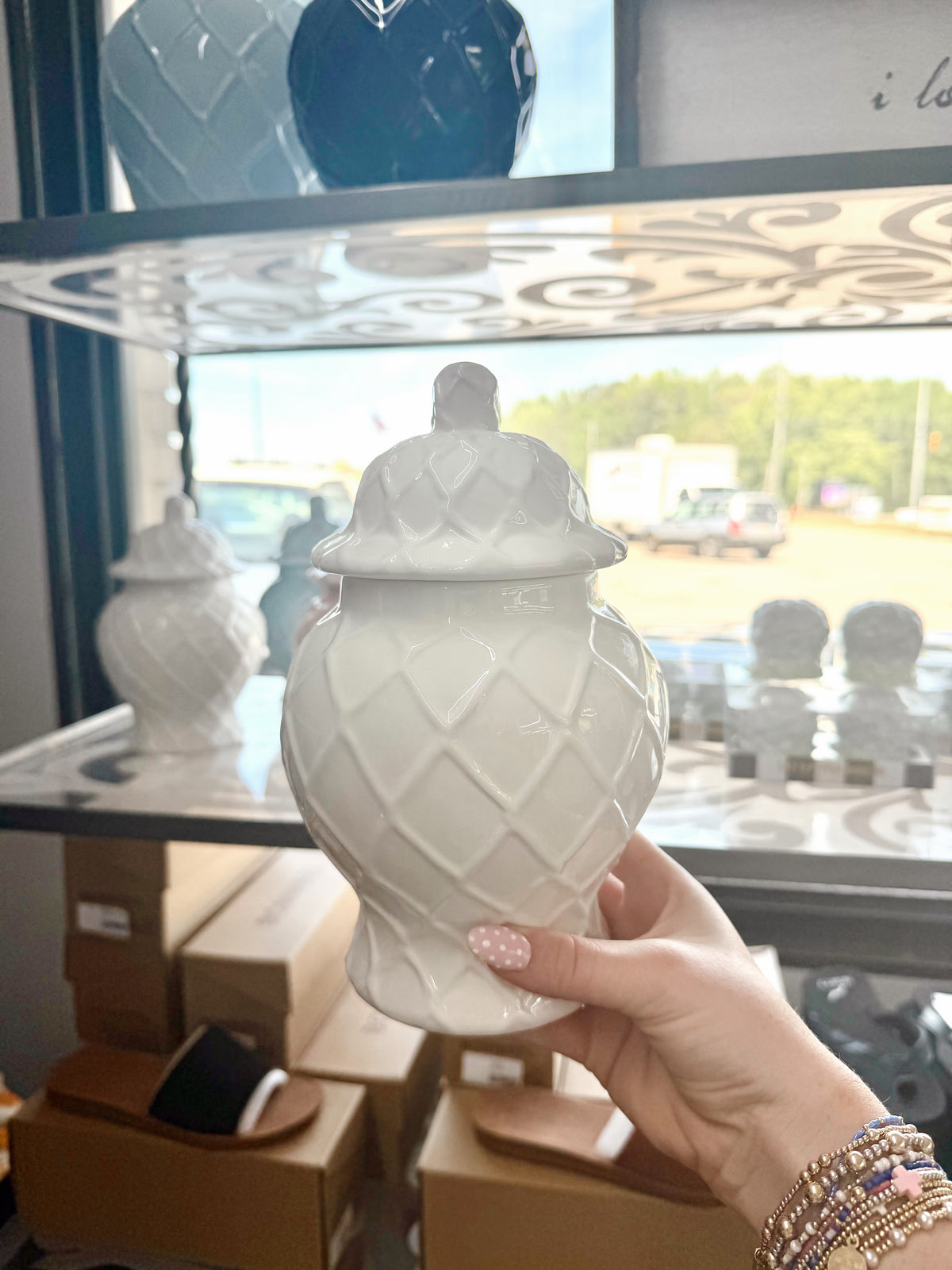 Small White Textured Ginger Jar