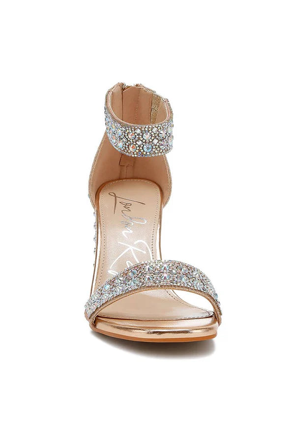 London Rag Block Sandals: Rose Gold