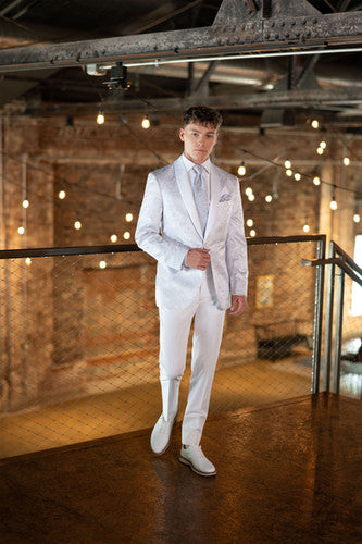 White/Silver Aries Paisley Tuxedo Style 172